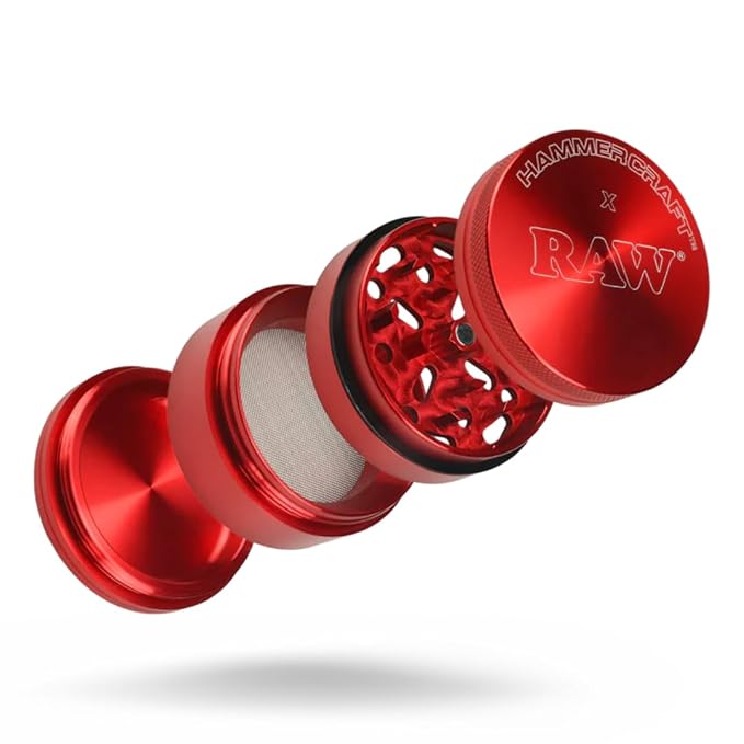HAMMERCRAFT x RAW 4-Piece Aluminum Grinder – Large - Red