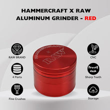 Load image into Gallery viewer, HAMMERCRAFT x RAW 4-Piece Aluminum Grinder – Large - Red
