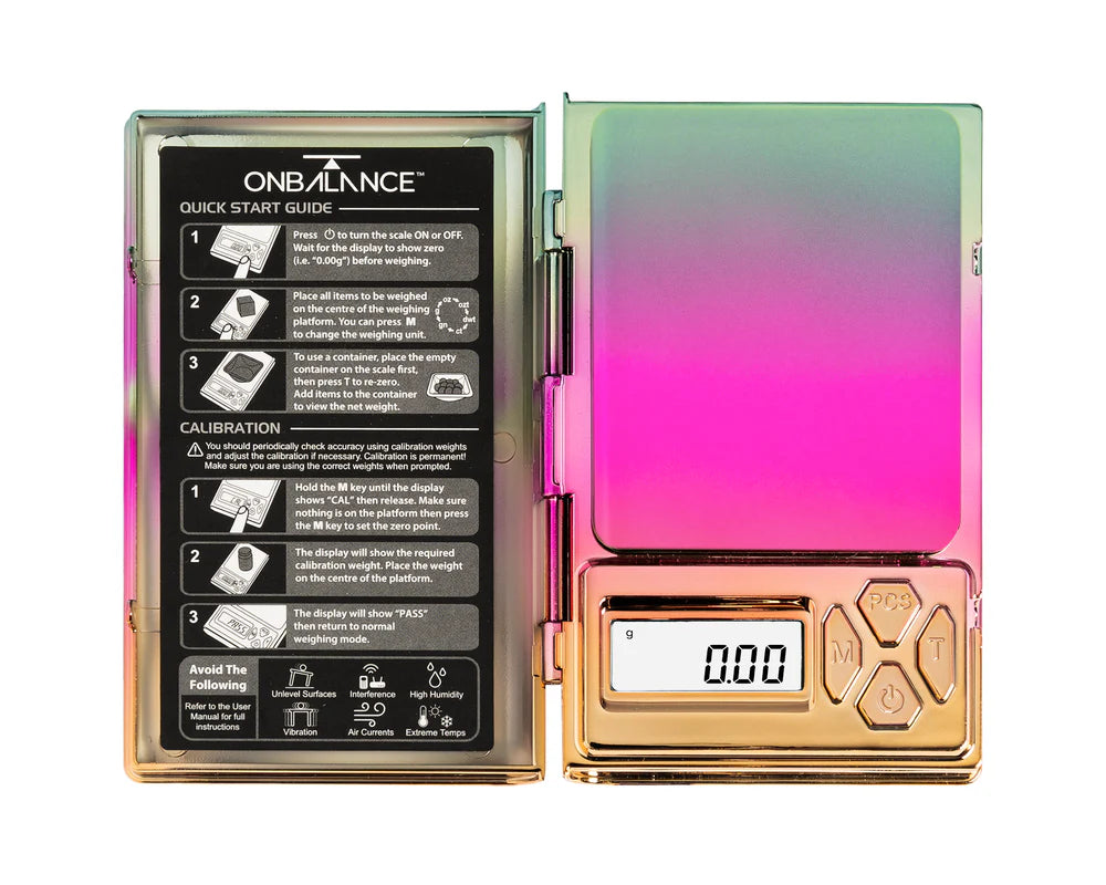 SH-100-RBOW CHROME RAINBOW ON BALANCE SHINE DIGITAL MINI SCALE 100G X 0.01G